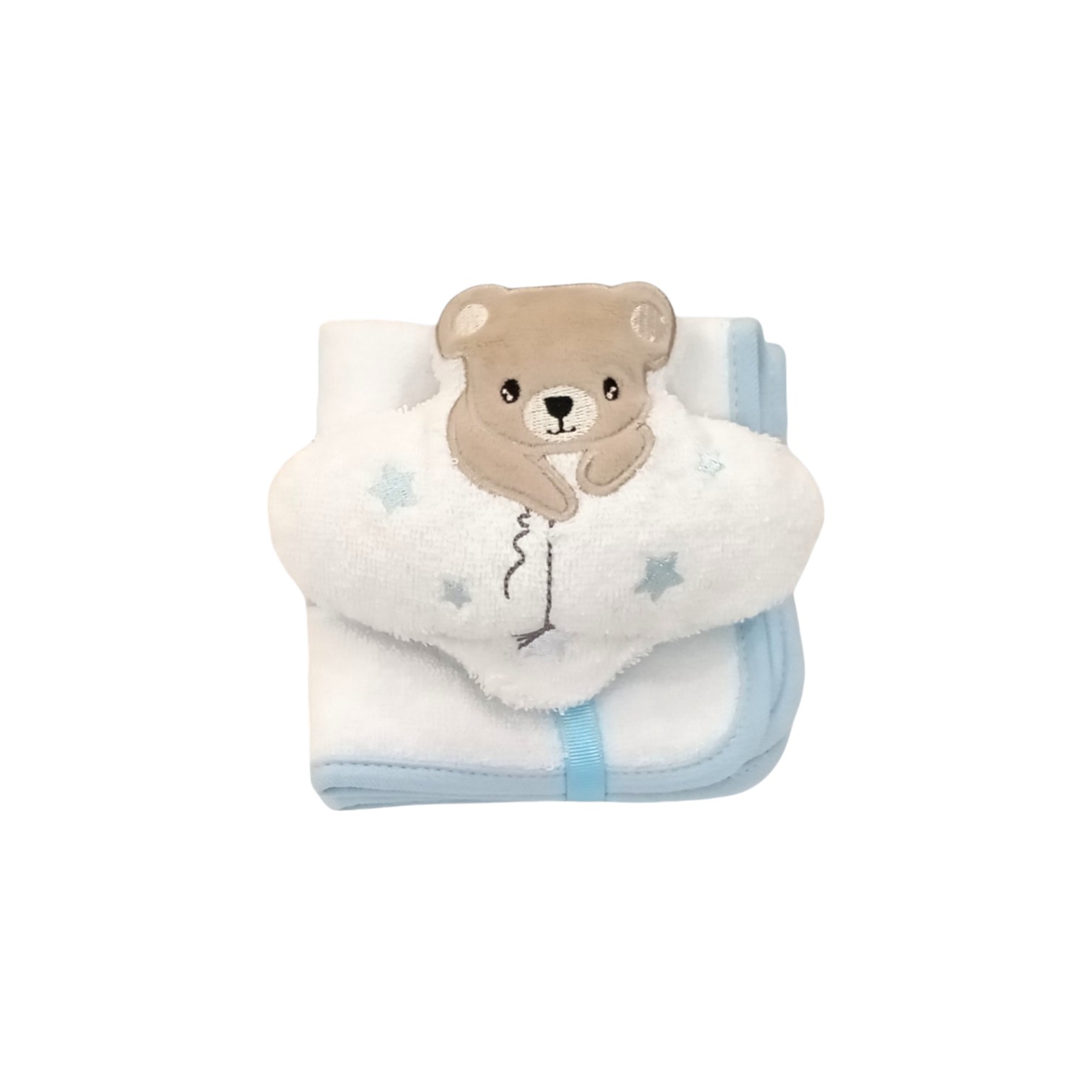 Set Gaia 3 lavette con spugnetta ricamata - azzurro