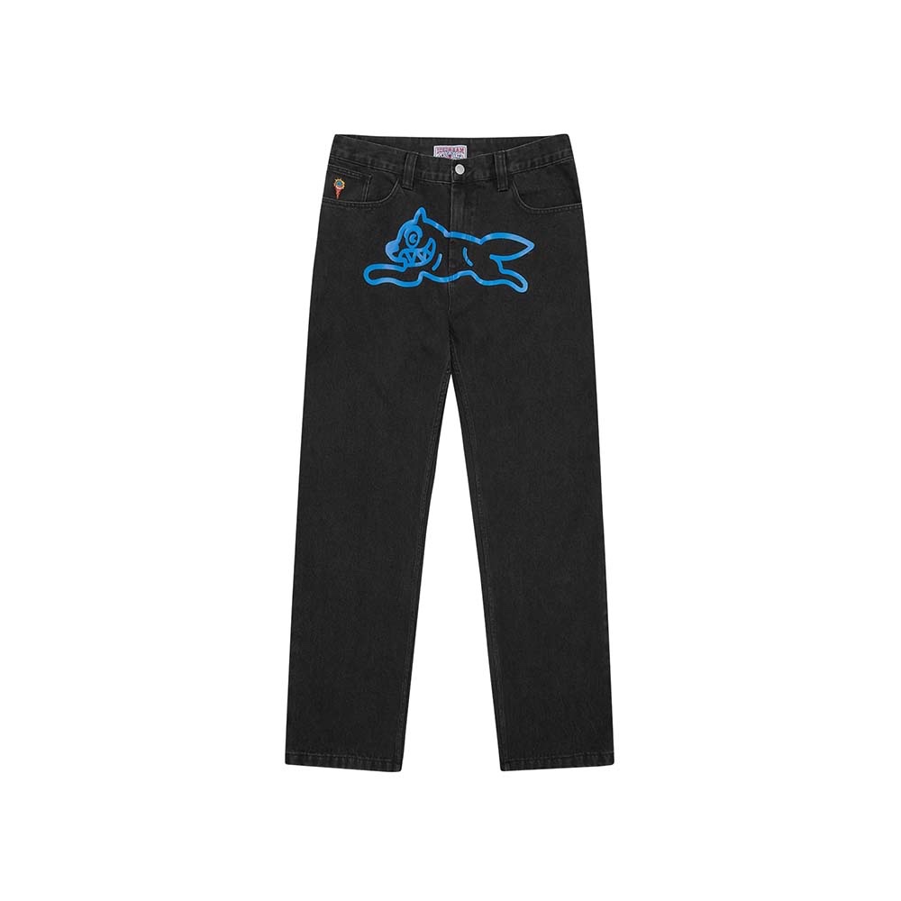 ICECREAM Pantalone Denim Pant Double Scoop Running Dog Black Blue 