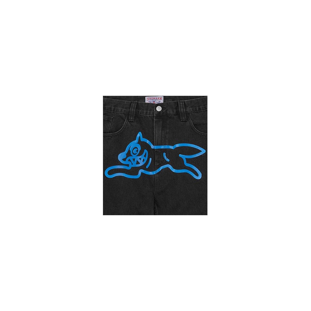 ICECREAM Pantalone Denim Pant Double Scoop Running Dog Black Blue 