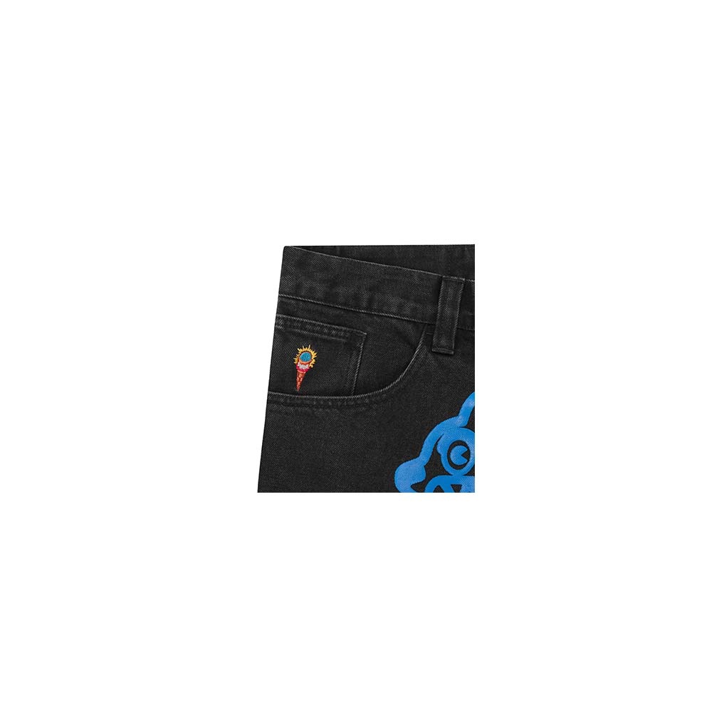 ICECREAM Pantalone Denim Pant Double Scoop Running Dog Black Blue 