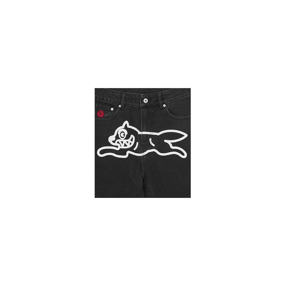 ICECREAM Pantaloni Denim Pants Running Dog Black White 