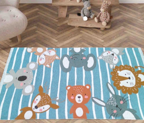 Tappeto Animali 115 x 175 - azzurro