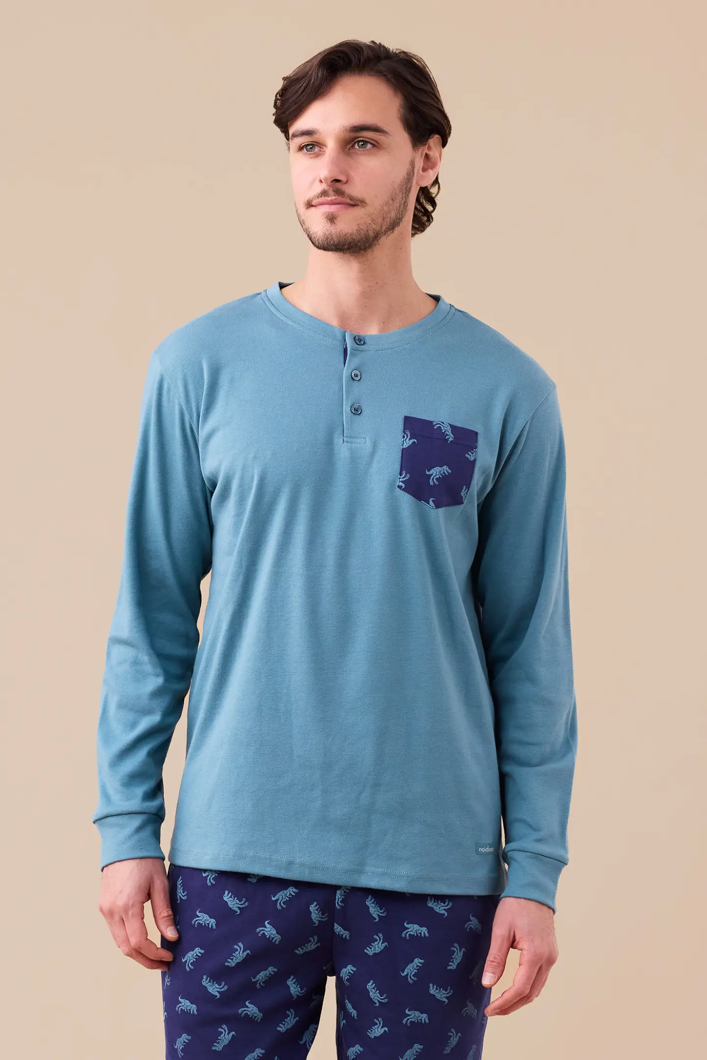 Noi Di Notte Pigiama Lungo FC3147AS Uomo In Caldo Cotone Colore Carta Da Zucchero