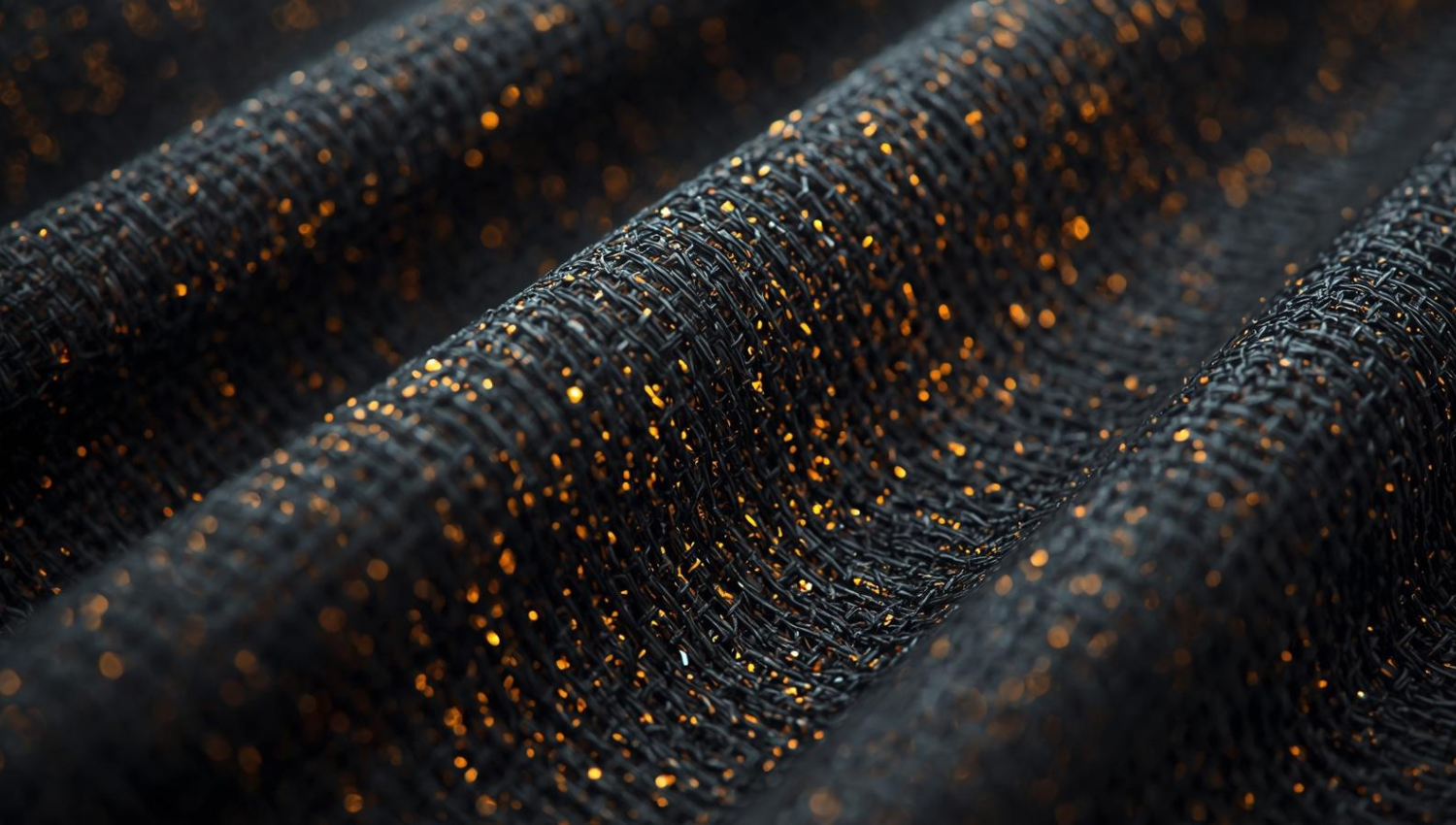 Macro di tessuto kevlar con filamenti riflettenti, simile a una fibra ad alte prestazioni