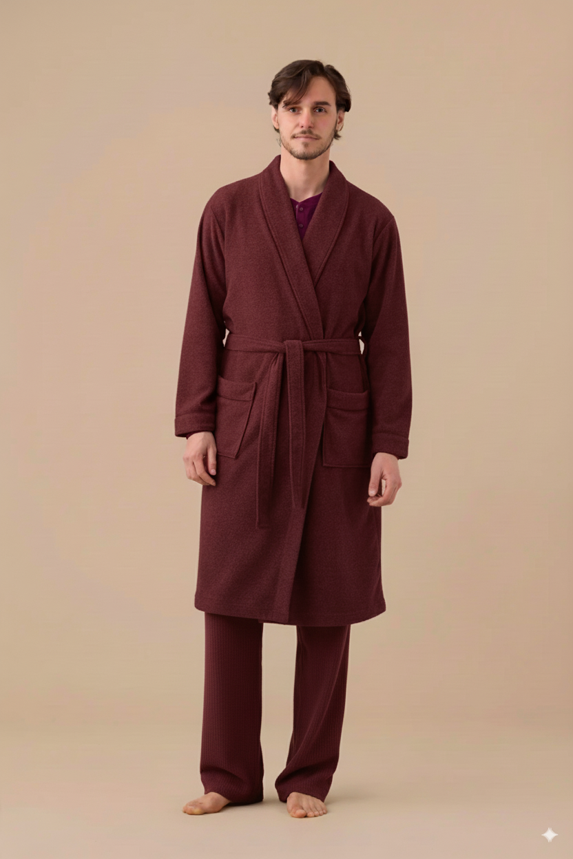 Noi Di Notte Vestaglia Uomo GE3049AS In Micropile Colore Bordeaux