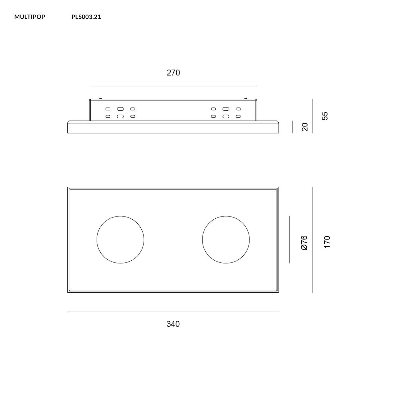 MULTIPOP APPLIQUE/PLAFONIERA DOPPIA NERO 2x12W LED GX53