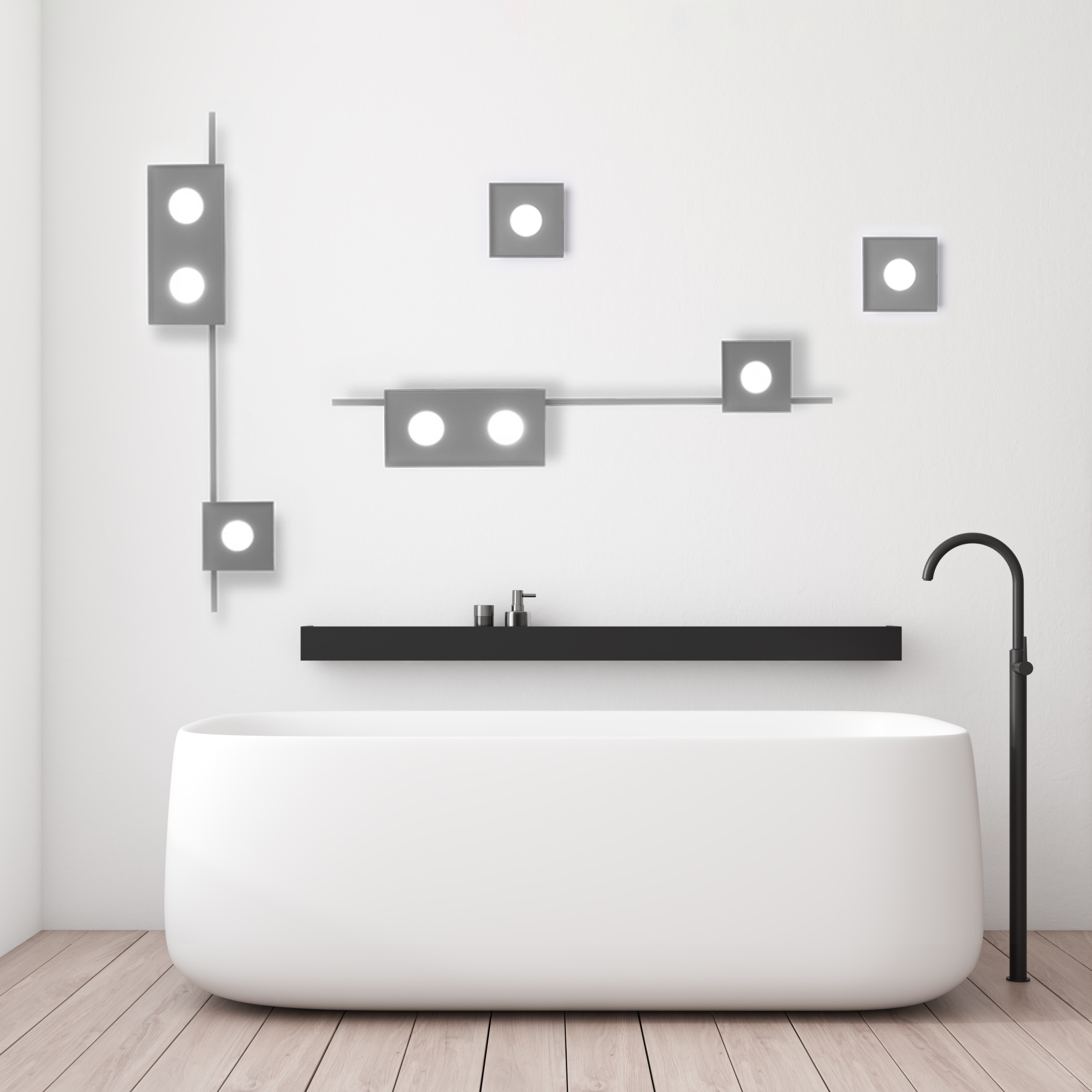 MULTIPOP APPLIQUE/PLAFONIERA DOPPIA TITANIO 2x12W LED GX53