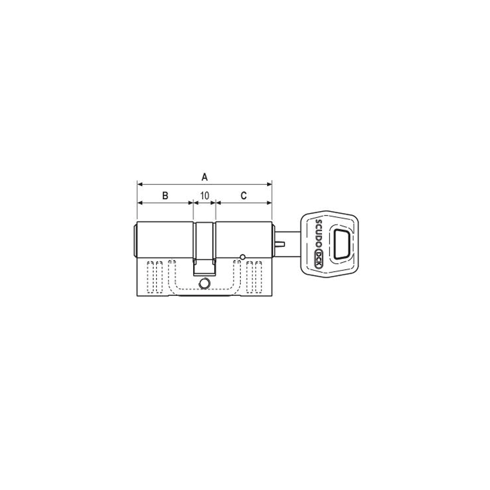 Cilindro Scudo DCK 90 mm Frizionato 401040  Nichelato Opaco