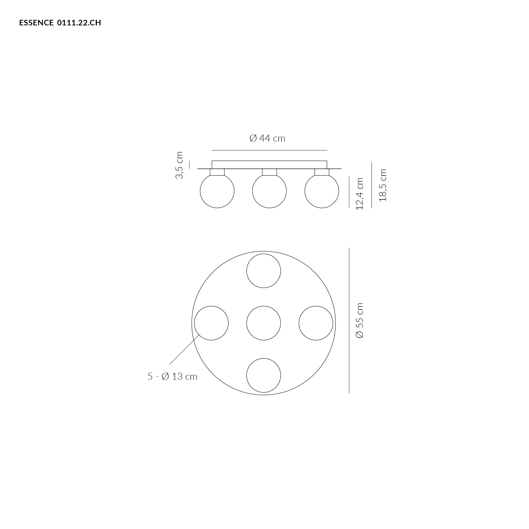 ESSENCE PLAFONIERA 5 LUCI CHAMPAGNE 5X8W 3000K