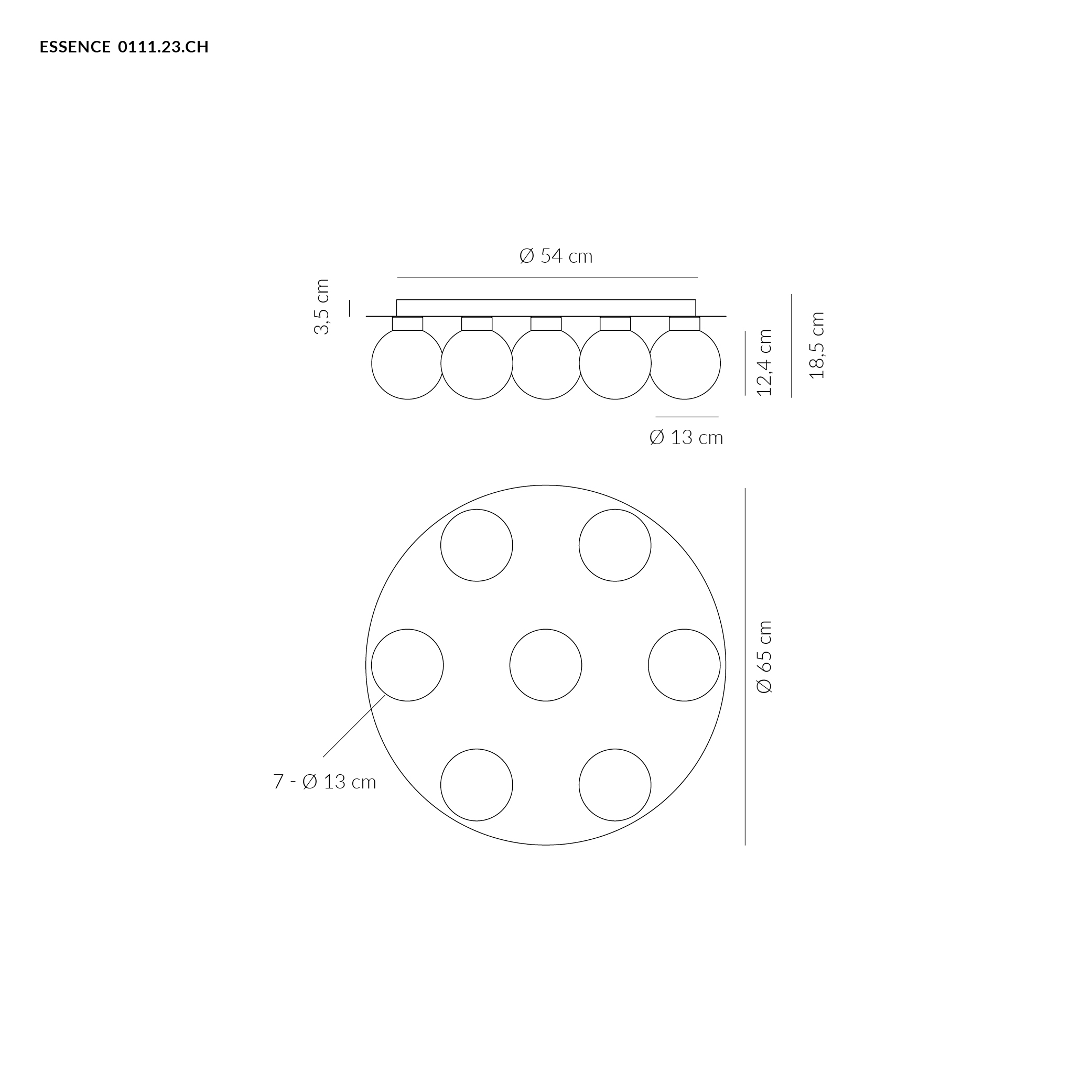 ESSENCE PLAFONIERA 7 LUCI CHAMPAGNE 7X8W 3000K