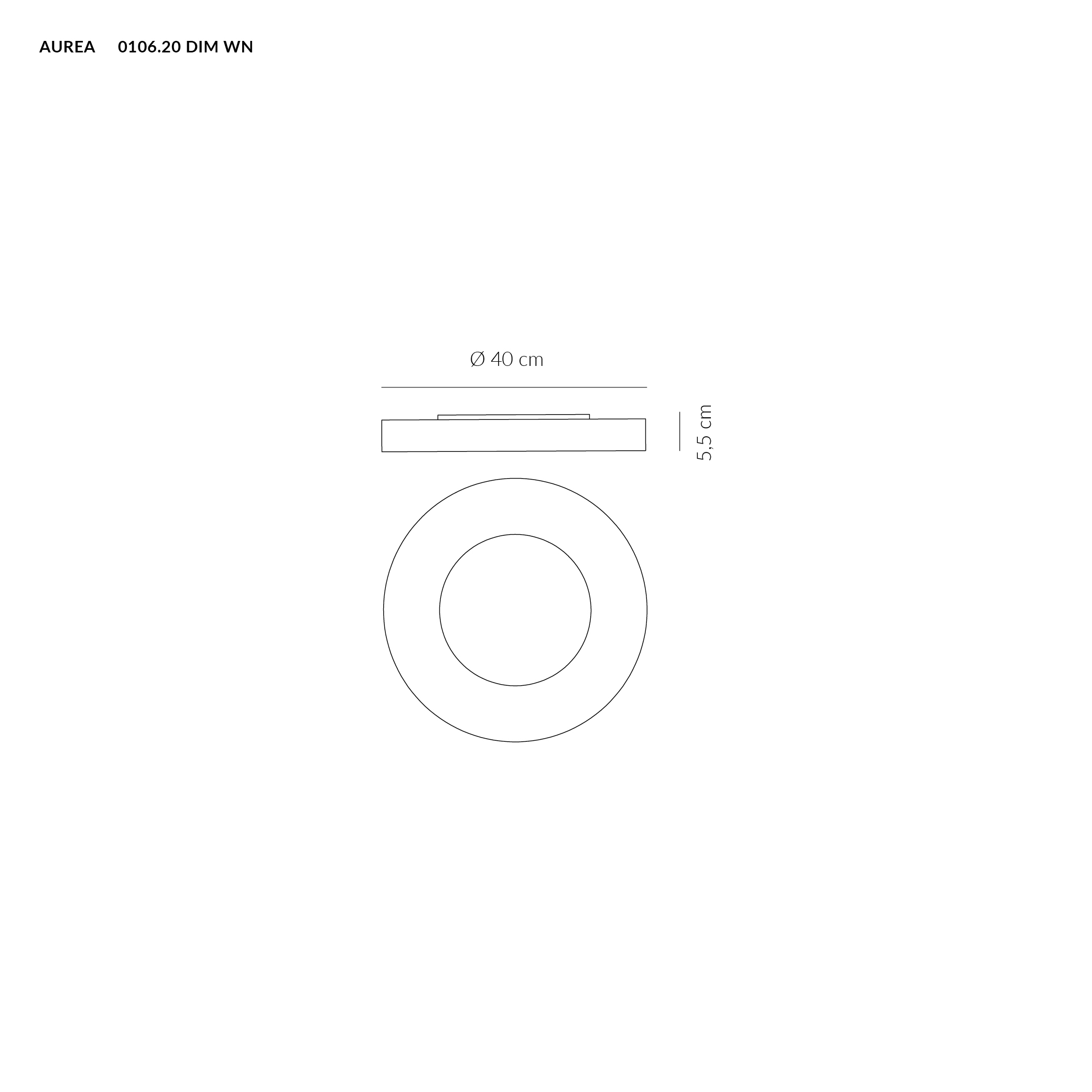AUREA PLAFONIERA Ø40 BIANCO 24W 3000K-4000K DIMMERABILE