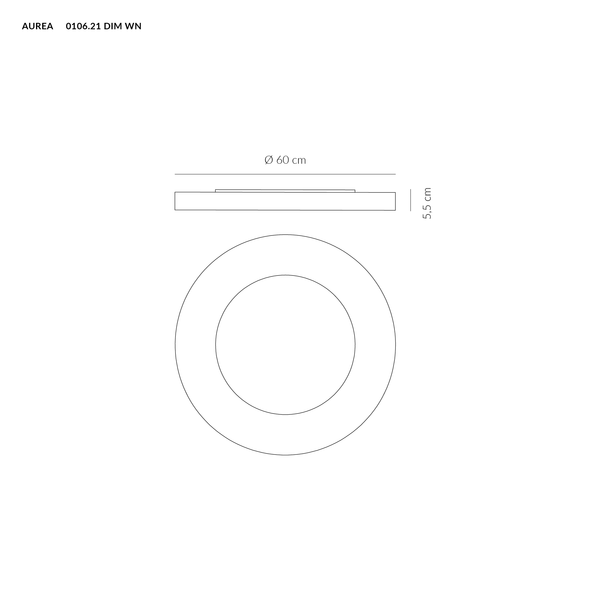 AUREA PLAFONIERA Ø60 BIANCO 38W 3000K-4000K DIMMERABILE