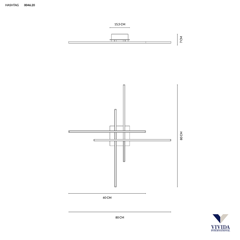 HASHTAG PLAFONIERA 80 BIANCO 42W 3000K