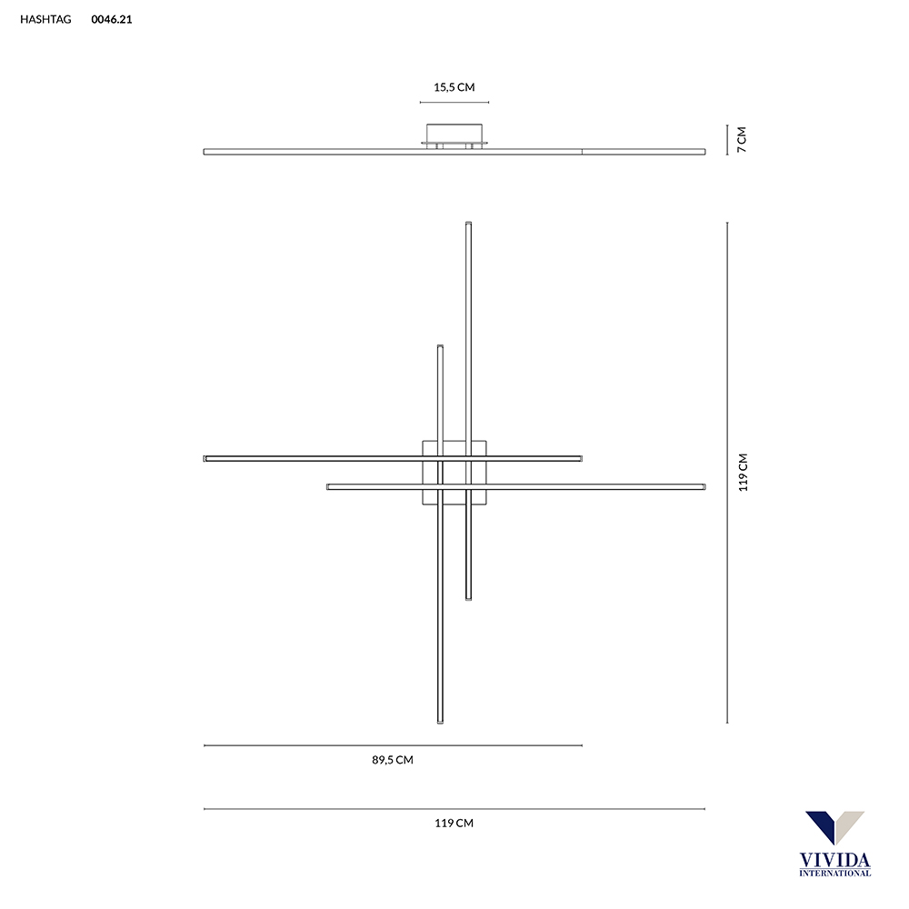HASHTAG PLAFONIERA 119 BIANCO 56W 3000K