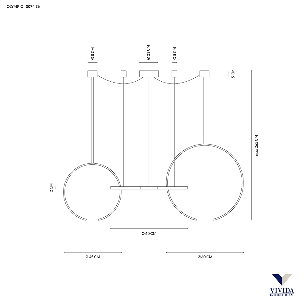 OLYMPIC SOSPENSIONE 3 LUCI BIANCO 80W 3000K-4000K