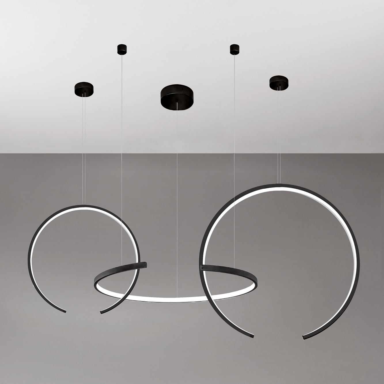 OLYMPIC SOSPENSIONE 3 LUCI NERO 80W 3000K-4000K