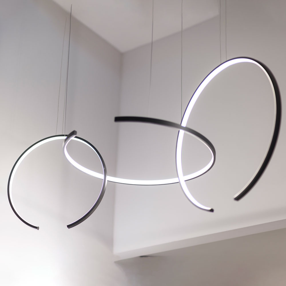 OLYMPIC SOSPENSIONE 3 LUCI NERO 80W 3000K-4000K