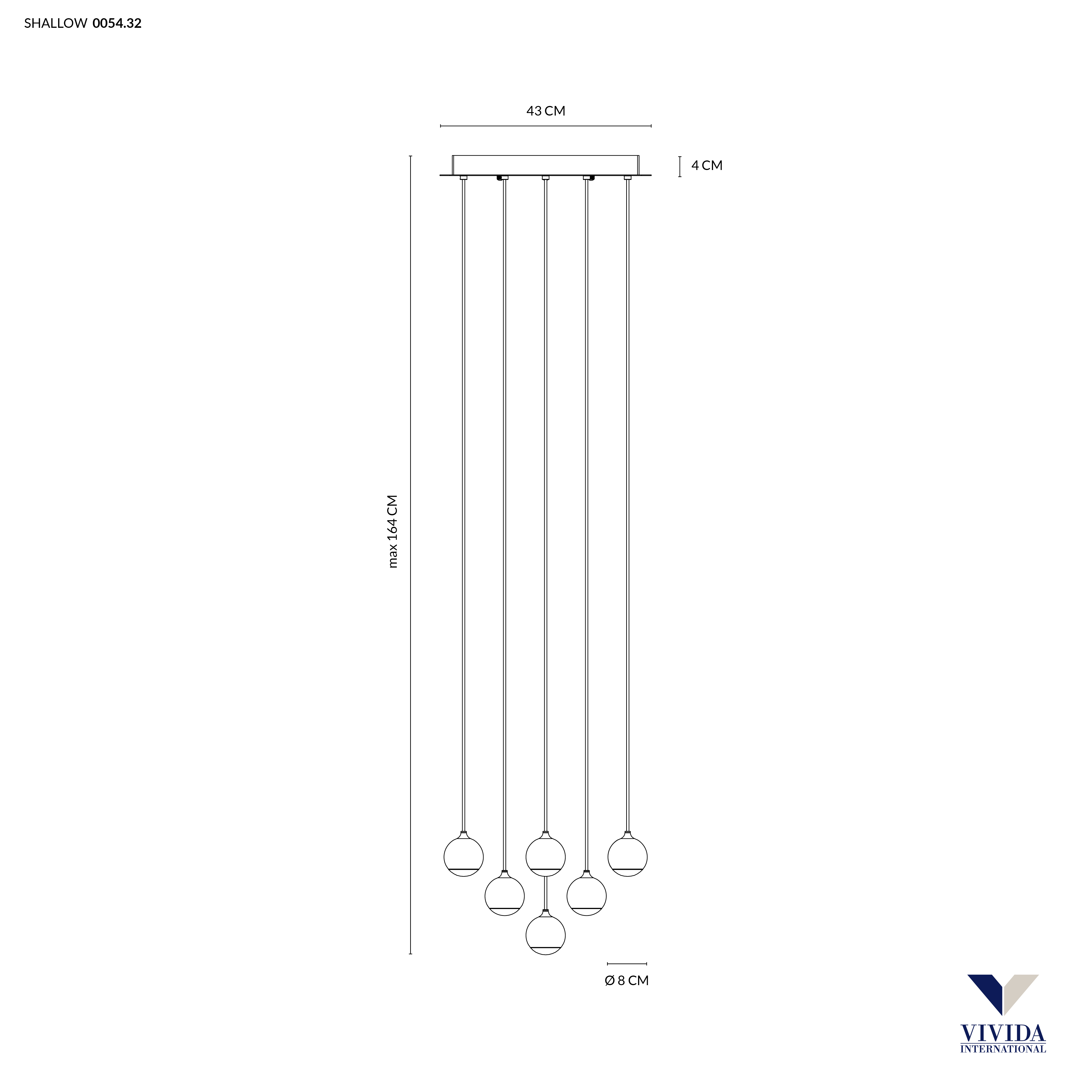 SHALLOW SOSPENSIONE 13 LUCI BIANCO 40W 3000K