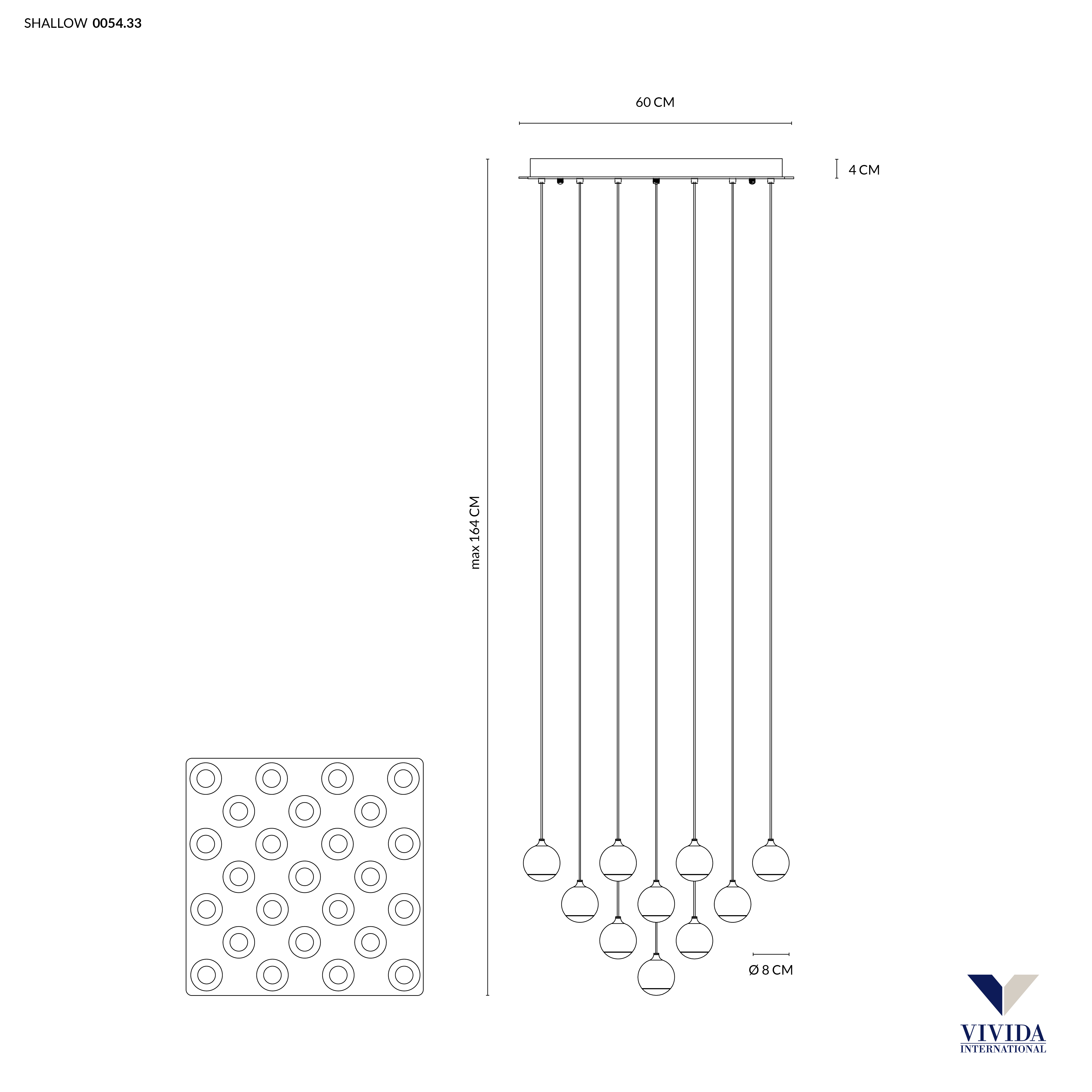 SHALLOW SOSPENSIONE 25 LUCI NERO 62W 3000K