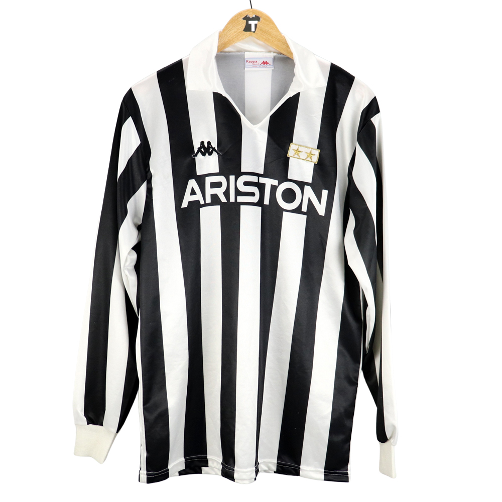 激レア　ユヴェントス￼Kappa 88年長袖ストライプ シャツ ARISTON 1988-89 Juventus Shirt Kappa Ariston XL (Top)