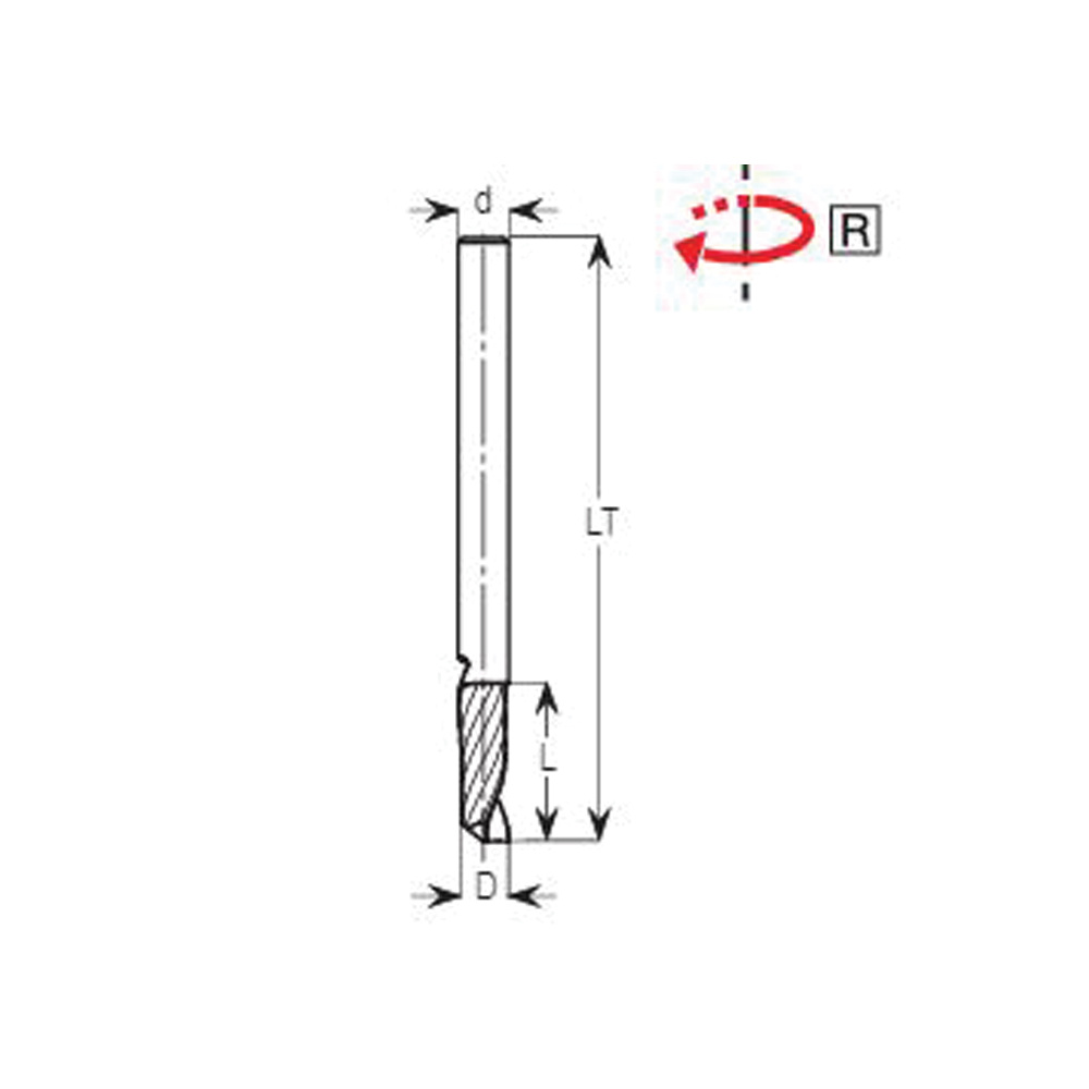 Fresa HW CNC 1TP S6 – Ø 4 mm. Lunghezza Tagliente 15 mm / Lunghezza Totale 60 mm