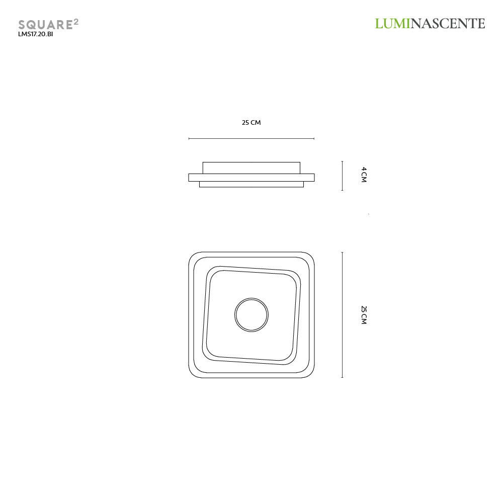 SQUARE 2 PLAFONIERA BIANCO 21W 3000K-4000K