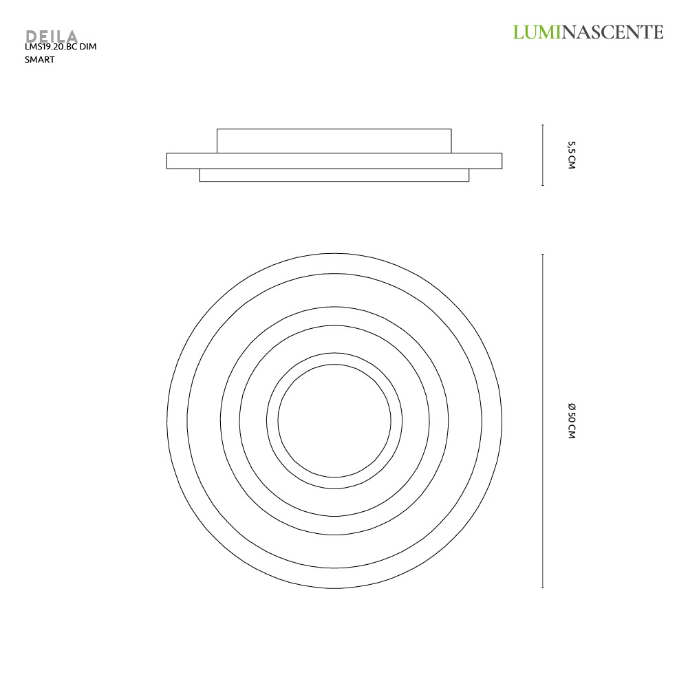 DELIA PLAFONIERA SMART BIANCO+CROMO 46W 3000K-4000K-6000K