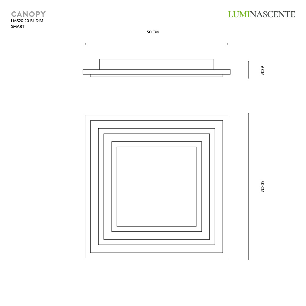 CANOPY PLAFONIERA SMART BIANCO+CROMO 52W 3000K-4000K-6000K