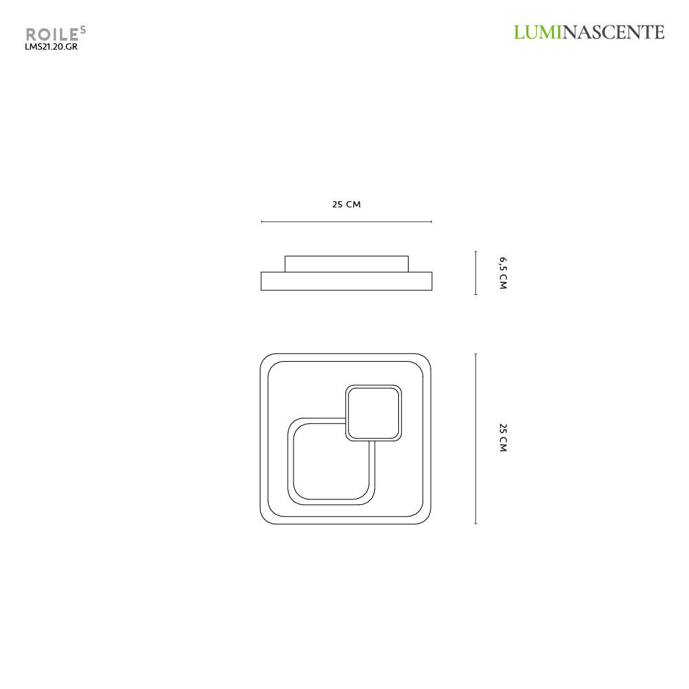 ROILE S PLAFONIERA GRIGIO 20W 3000K-4000K