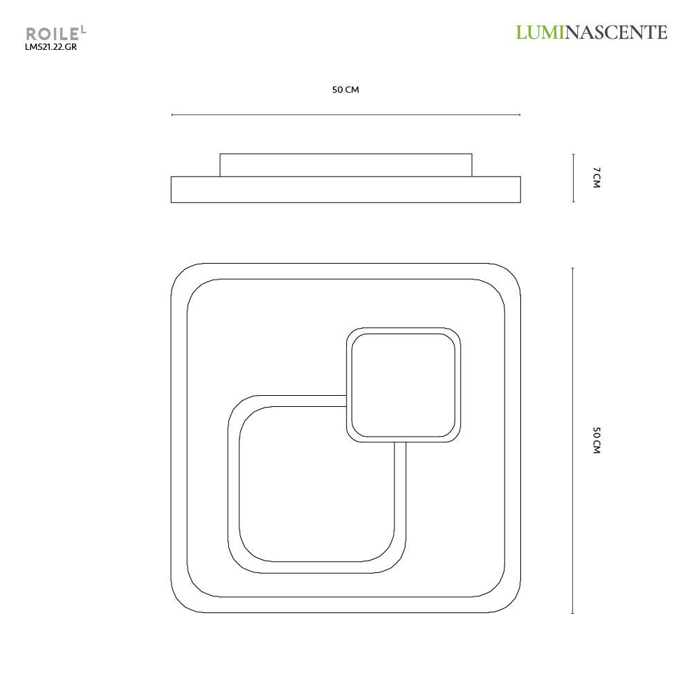 ROILE L PLAFONIERA GRIGIO 46W 3000K-4000K