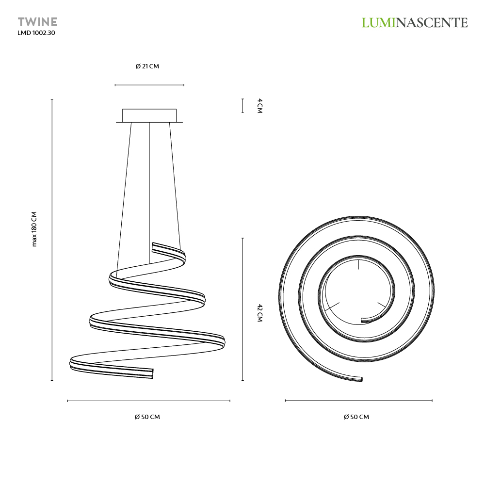 TWINE SOSPENSIONE BIANCO 40W 3000K