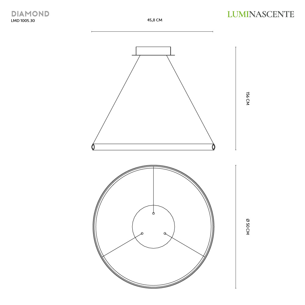 DIAMOND SOSPENSIONE BIANCO 21W 3000K 