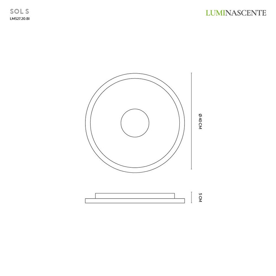 SOL S PLAFONIERA BIANCO 40W 3000K-4000K