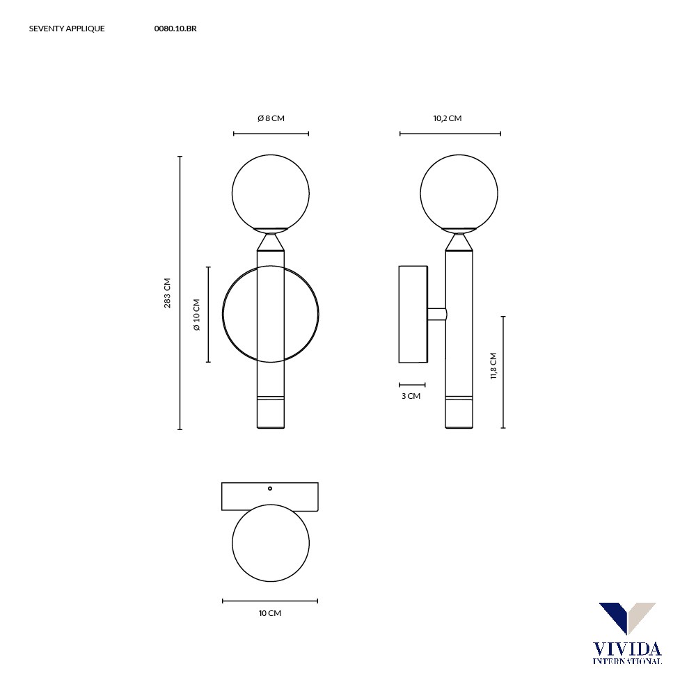 SEVENTY APPLIQUE MARRONE OSSIDATO 1x2W+1x4W 3000K