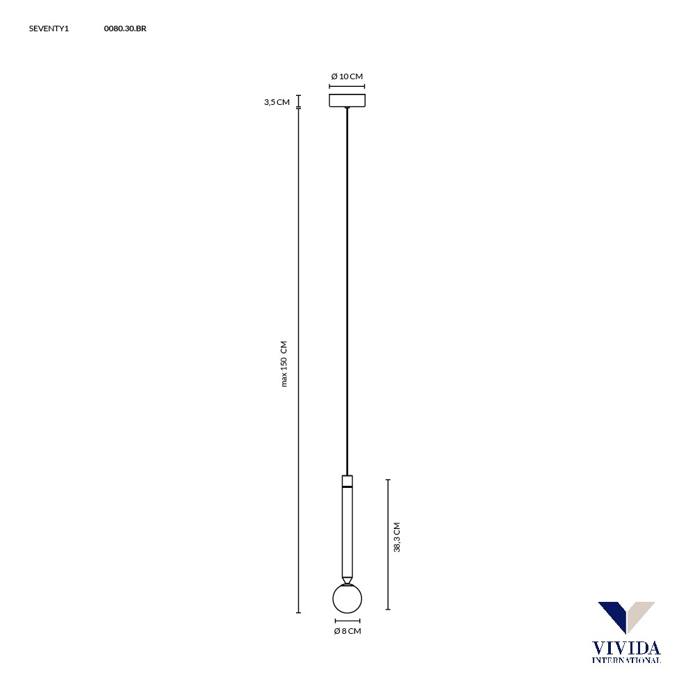 SEVENTY SOSPENSIONE 1 LUCE MARRONE OSSIDATO 1x2W+1x4W 3000K