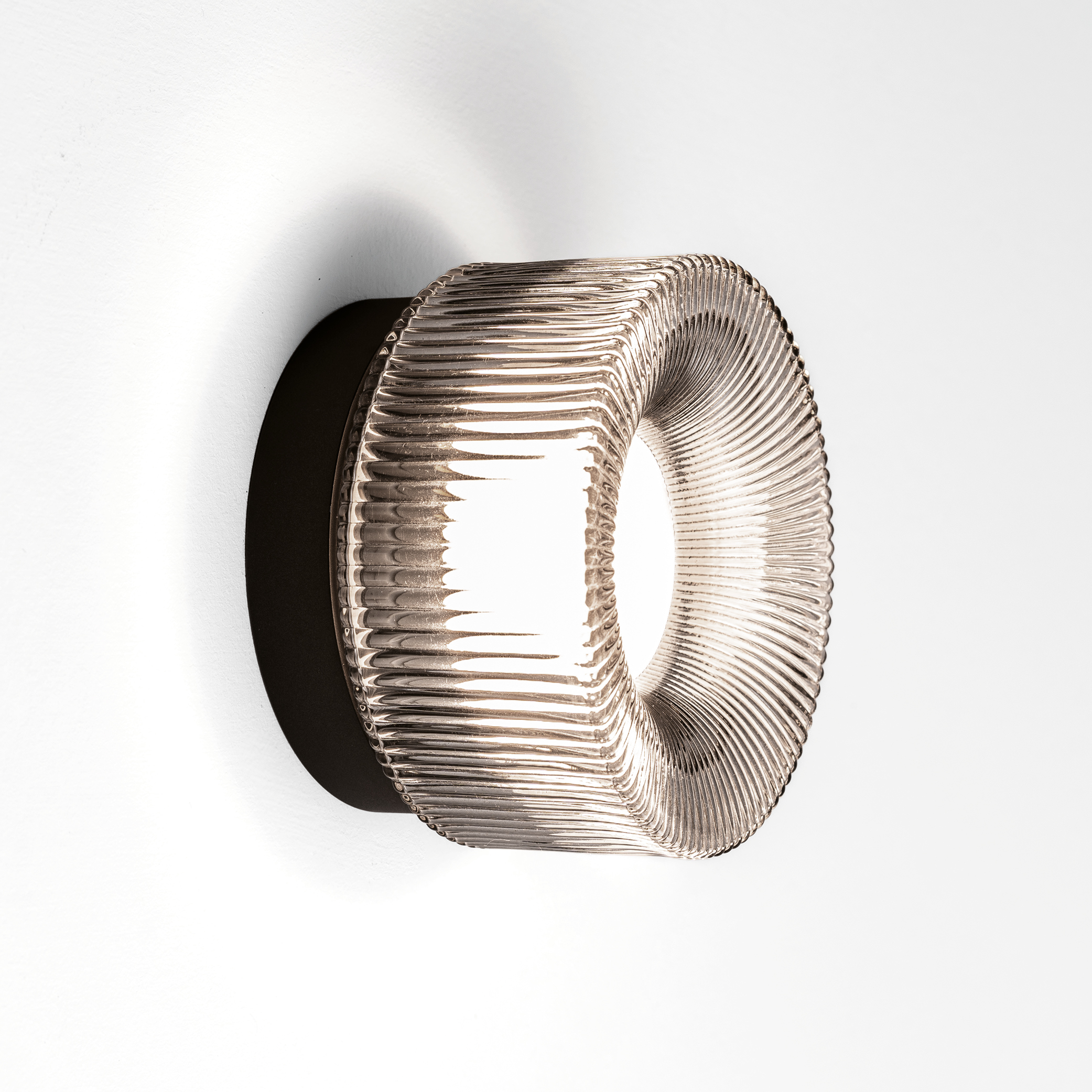 PILASTRO PLAFONIERA/APPLIQUE BASE ANTRACITE + VETRO GRIGIO FUME' 1X12W LED GX53