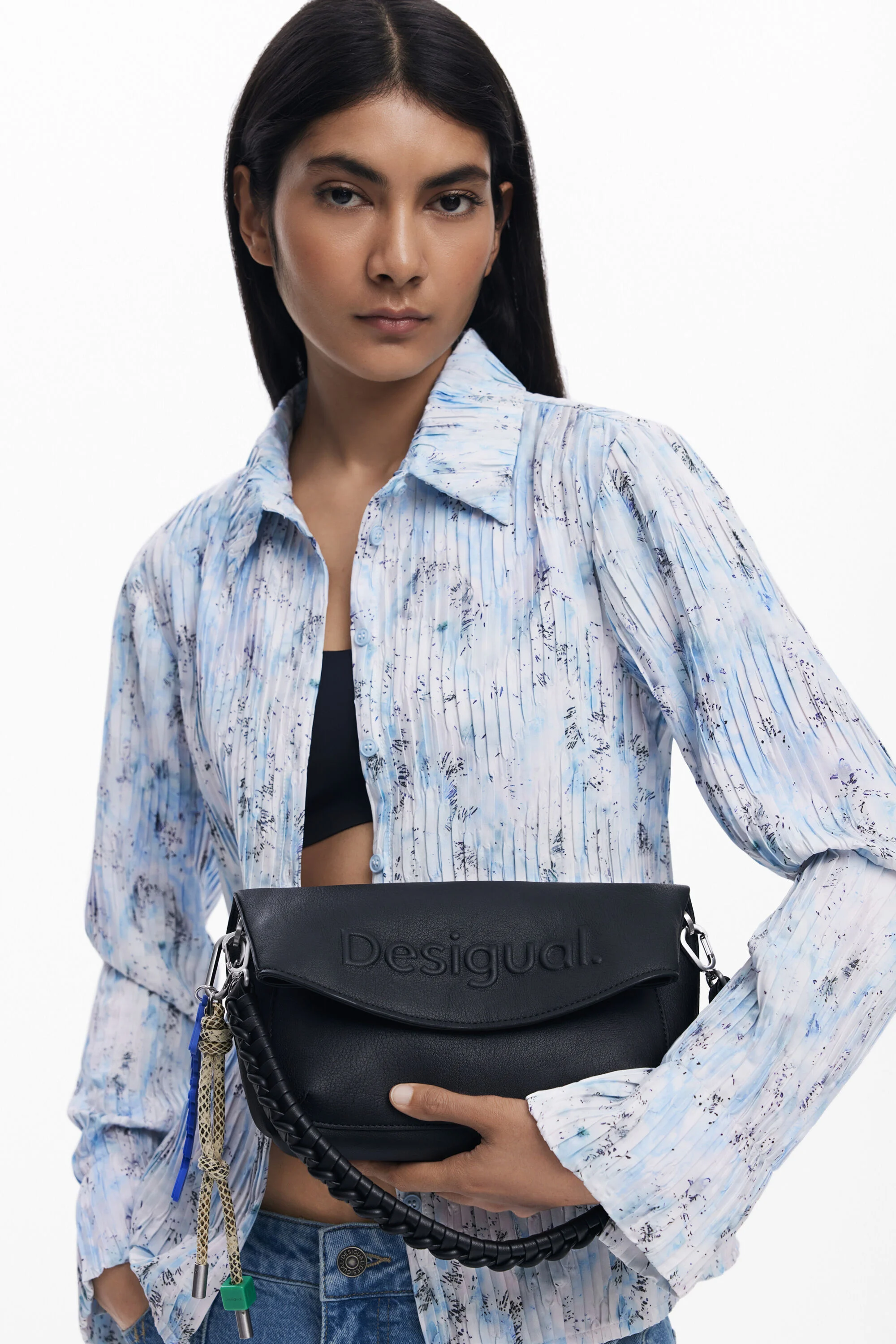 Desigual Borsa A Spalla Donna Valdivia – Geometrica, 100% PU, Con Pochette Interna E Tracolla Regolabile
