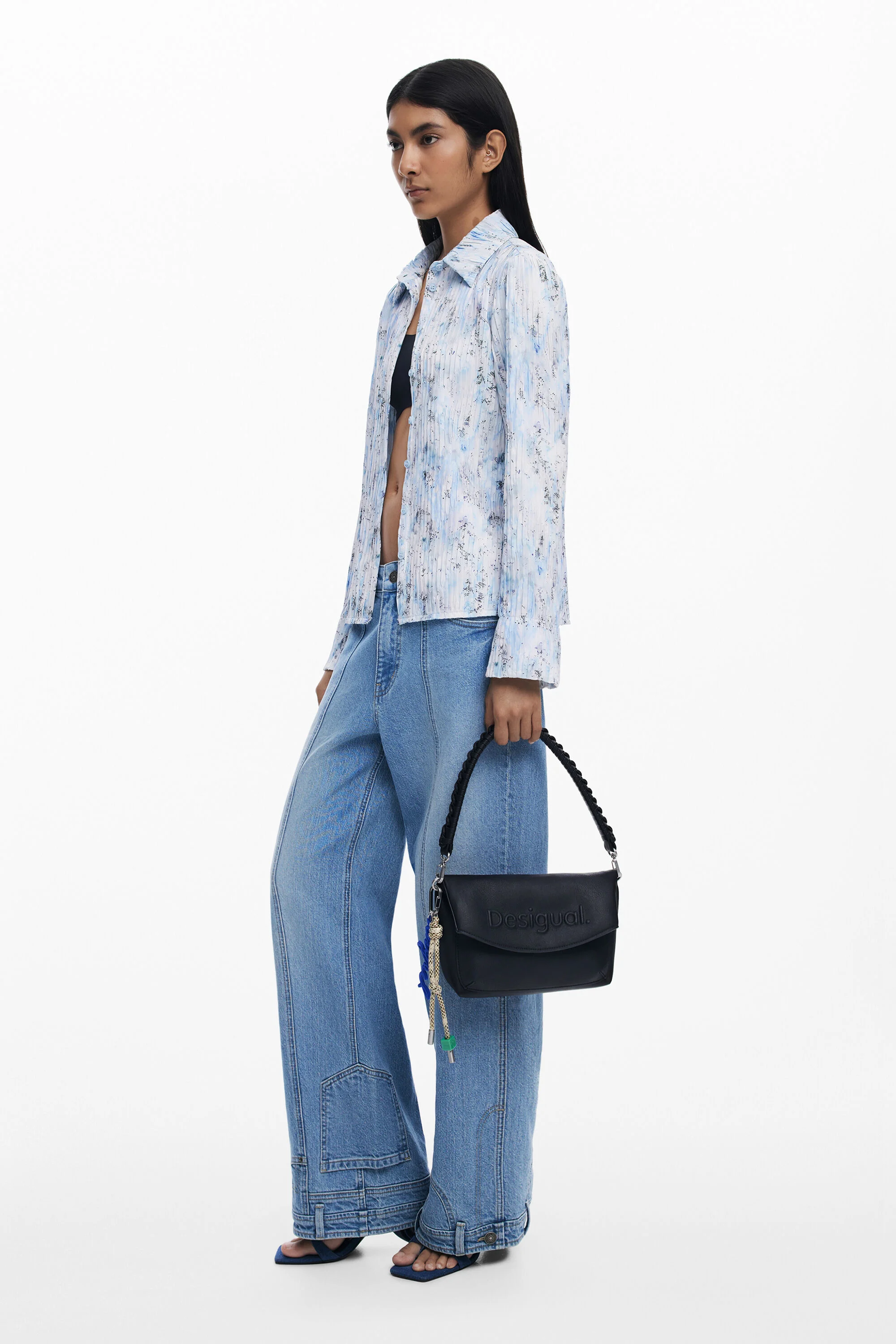 Borsa Desigual Summer Dandelion Nera - Tracolla Regolabile In Similpelle