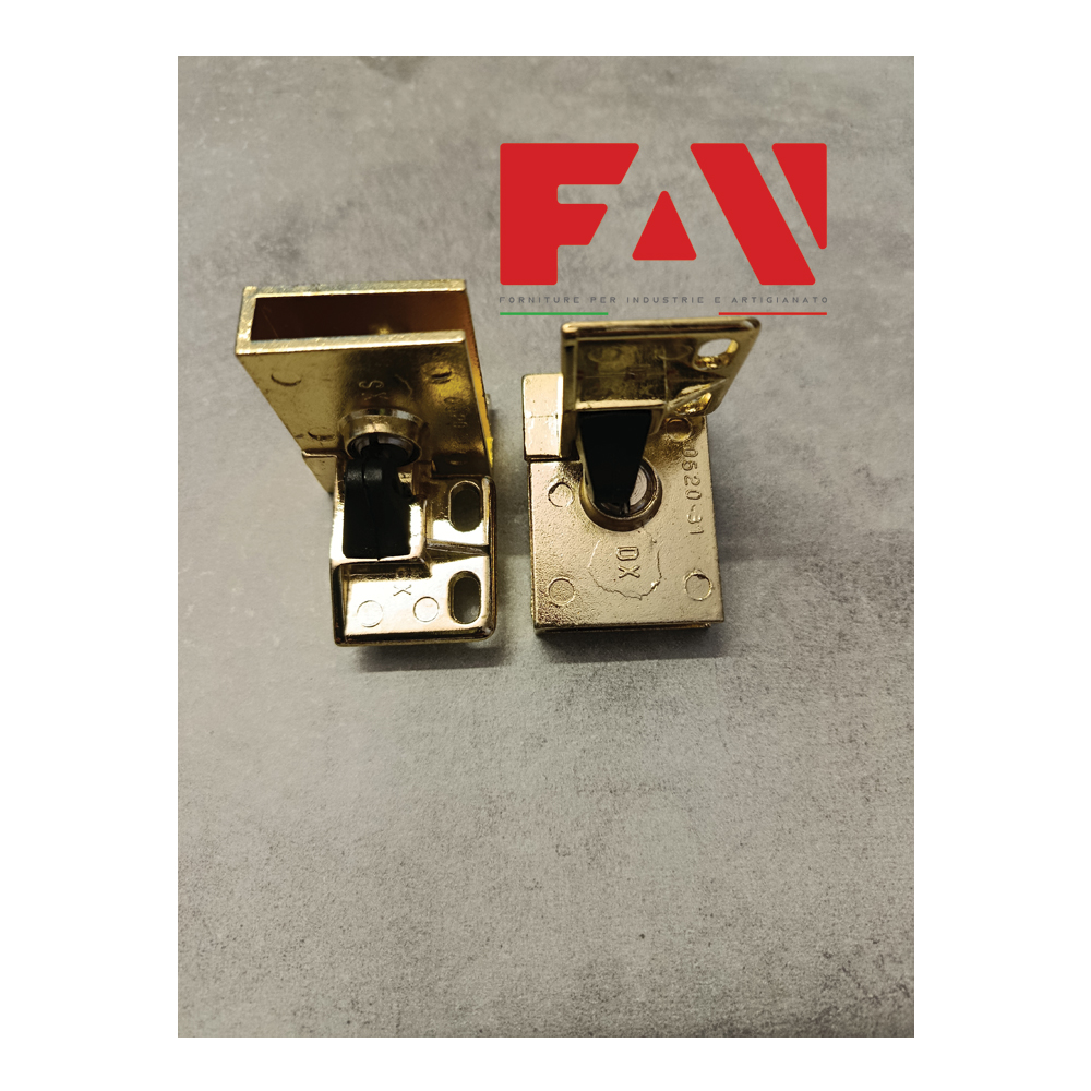 Cerniera per anta in vetro Dx+Sx in finitura ottone lucido