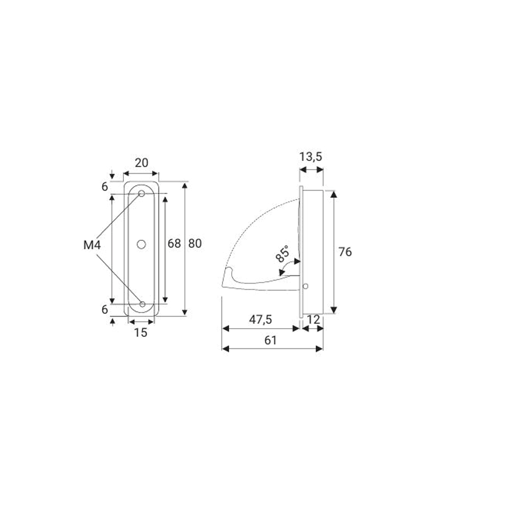 Maniglietta Diener per mobili - Cromo Lucido