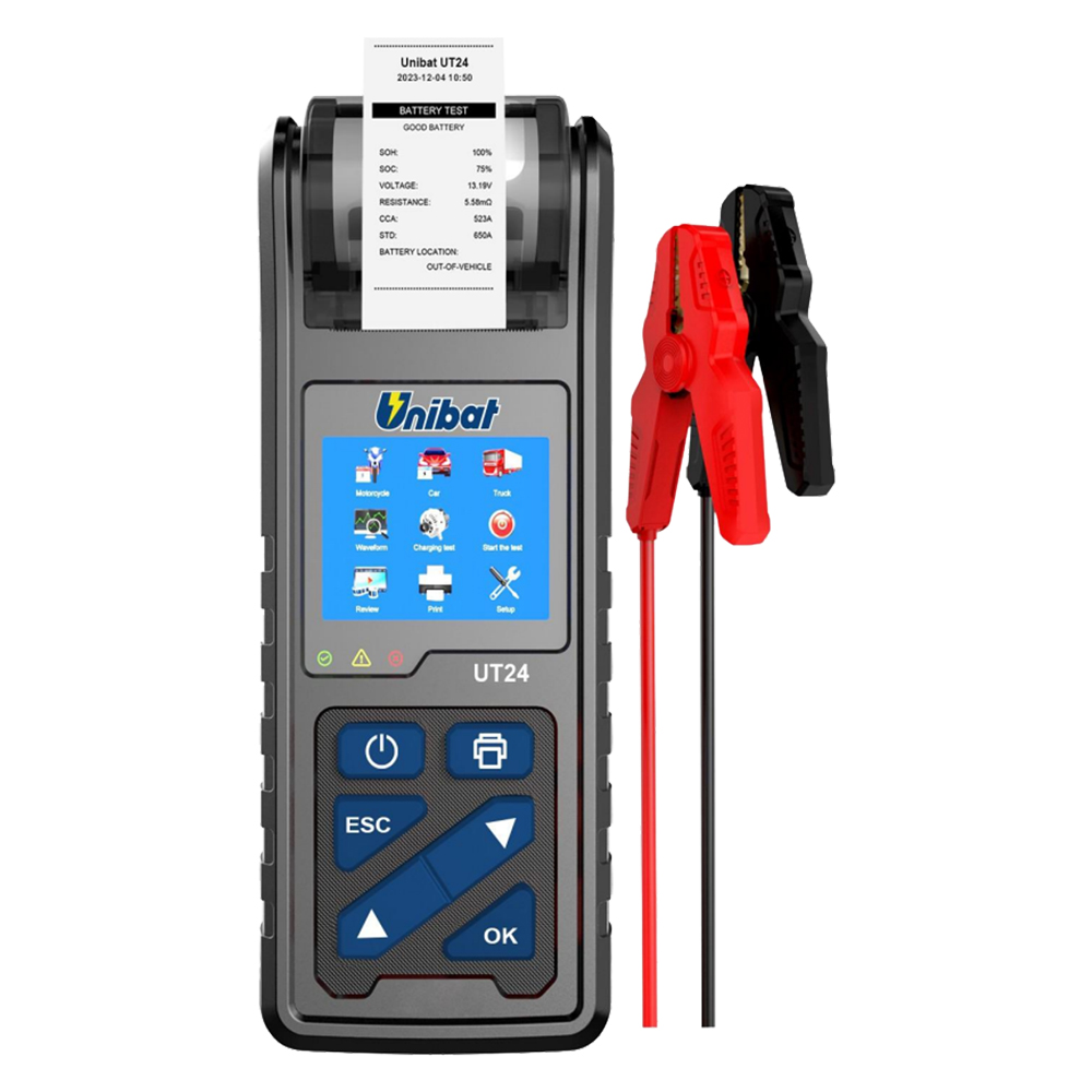 TESTER PER BATTERIA CON STAMPANTE 'UT24' per 6V - 12V - 24V - Senza Marca