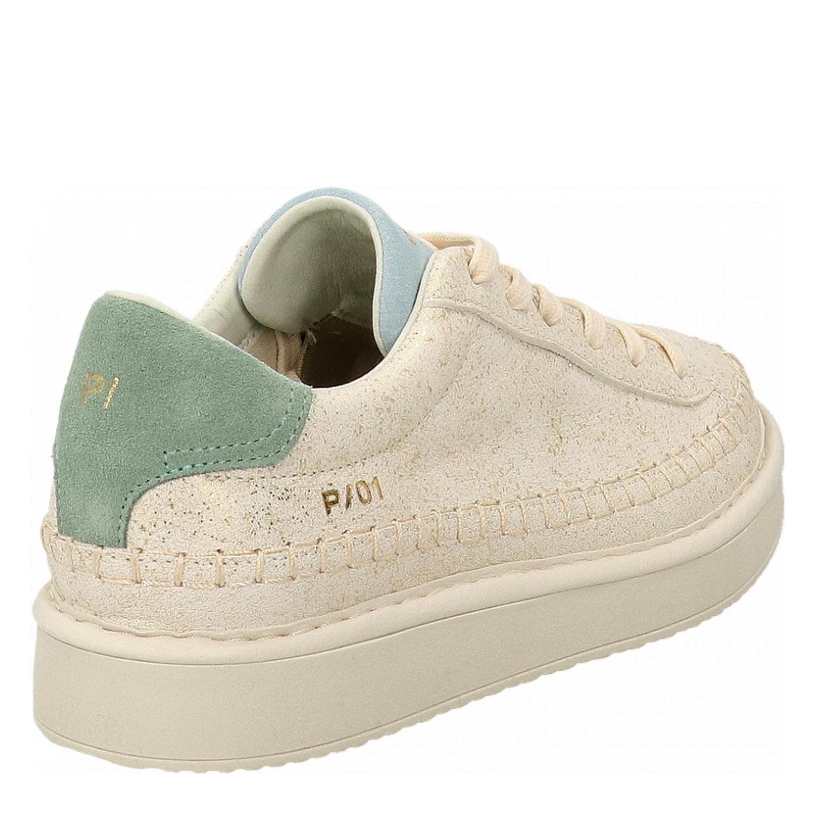 P01 LACE-UP SHOE CRACKLED ivory-iceberg-green-pearl-blue