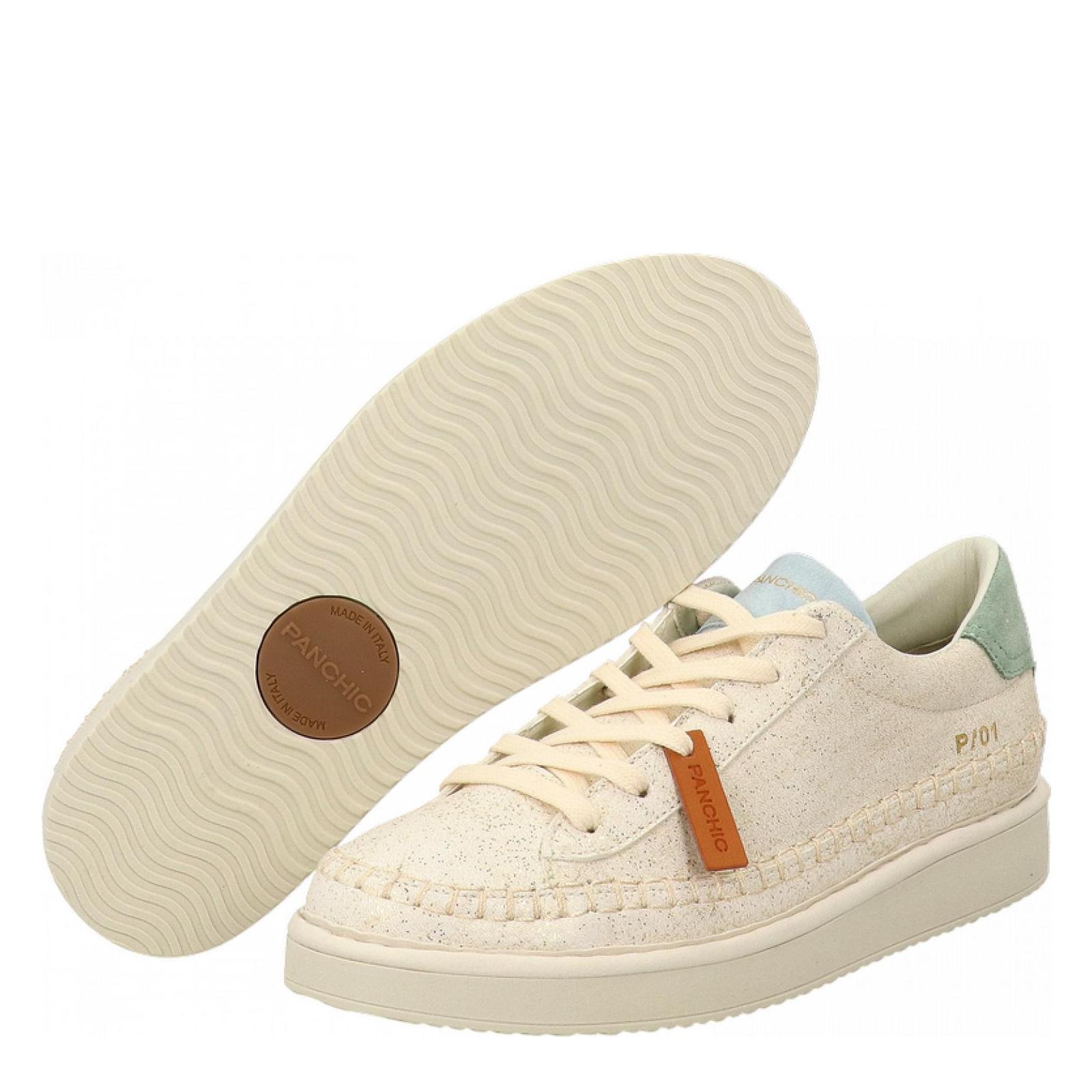 P01 LACE-UP SHOE CRACKLED ivory-iceberg-green-pearl-blue