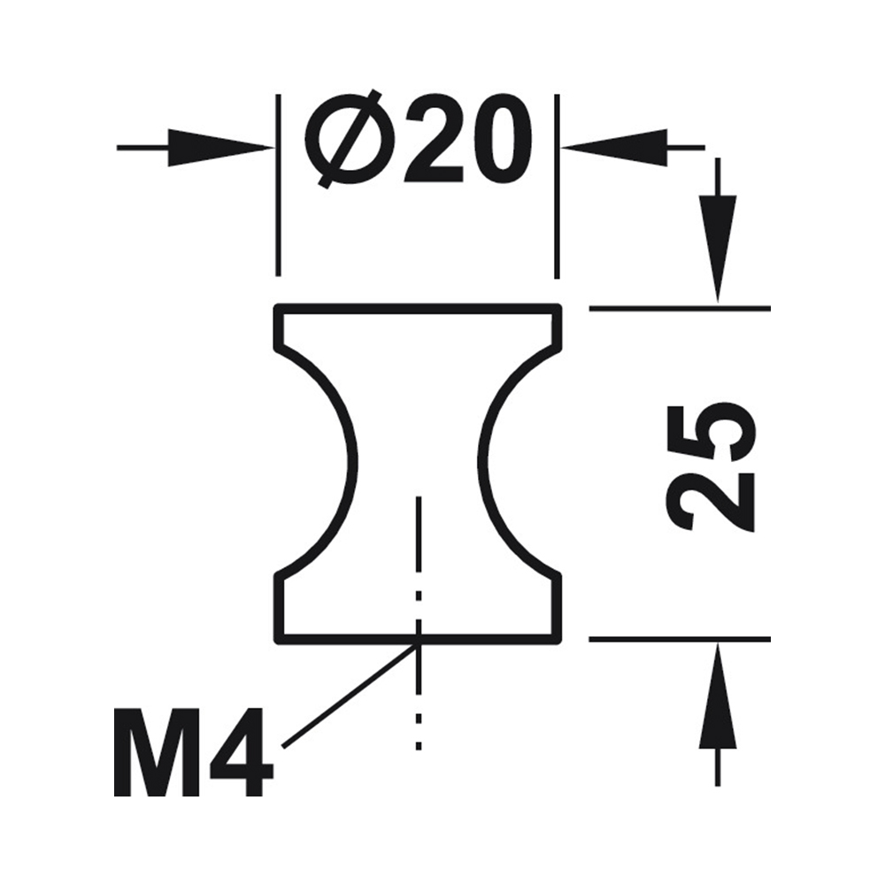 Pomolino per mobili Cilindrico D.25 - Ottone lucido