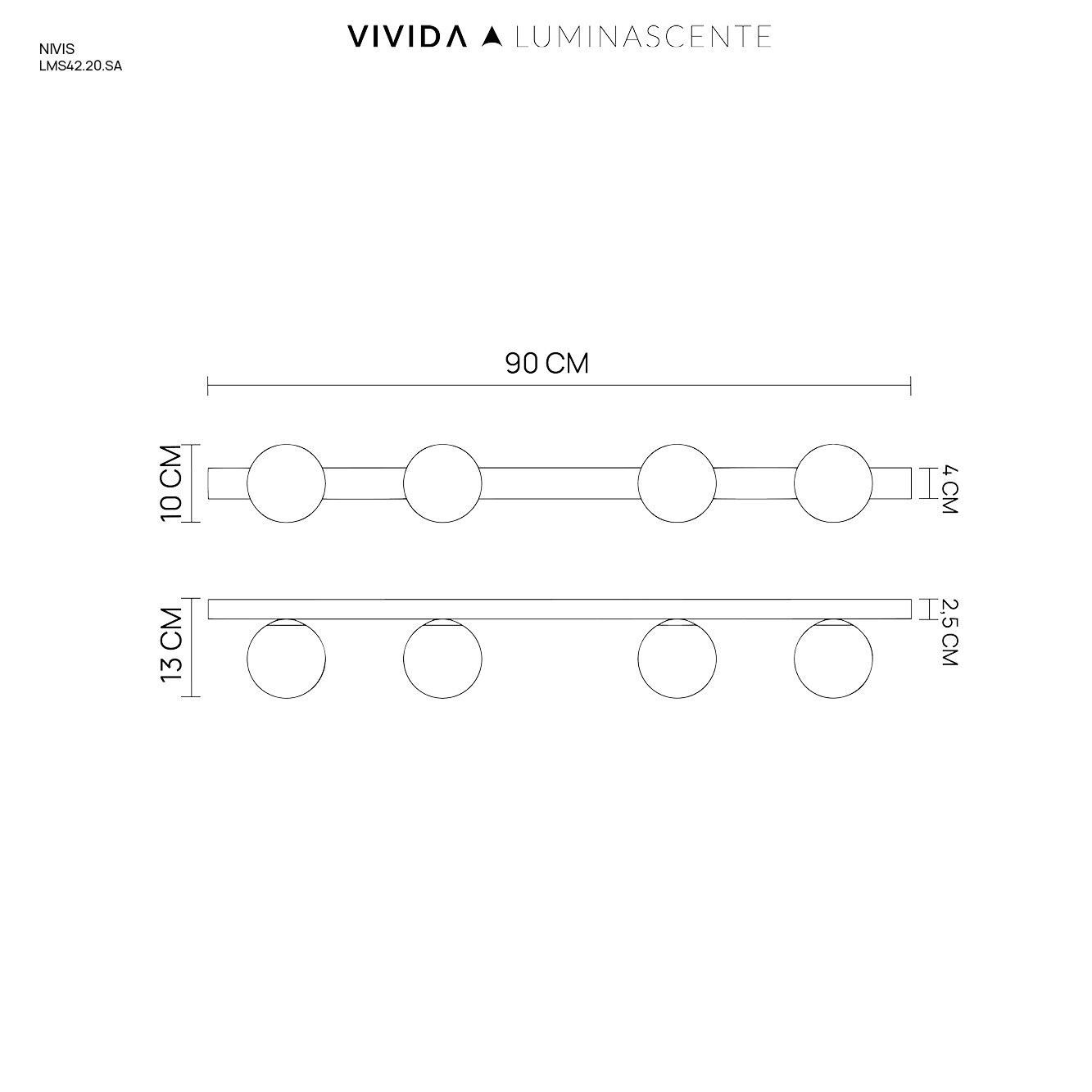 NIVIS PLAFONIERA LINEARE SABBIA 4x6W G9 LED