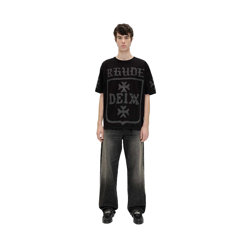 RHUDE Maglietta Maniche Corte Tee Oversized Deix Shield Black 