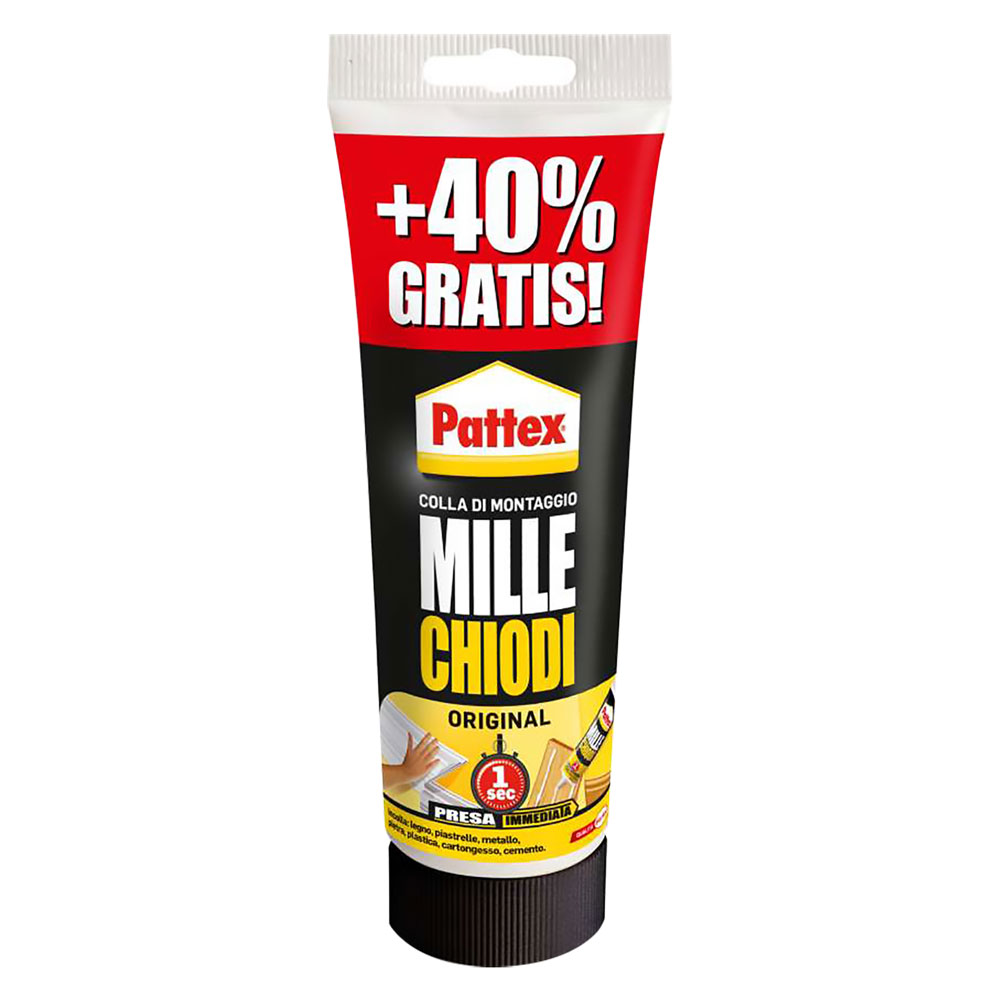 ADESIVO MILLECHIODI 'ORIGINAL' gr. 250 + 40% gratis - col.bianco- 12 pezzi - PATTEX