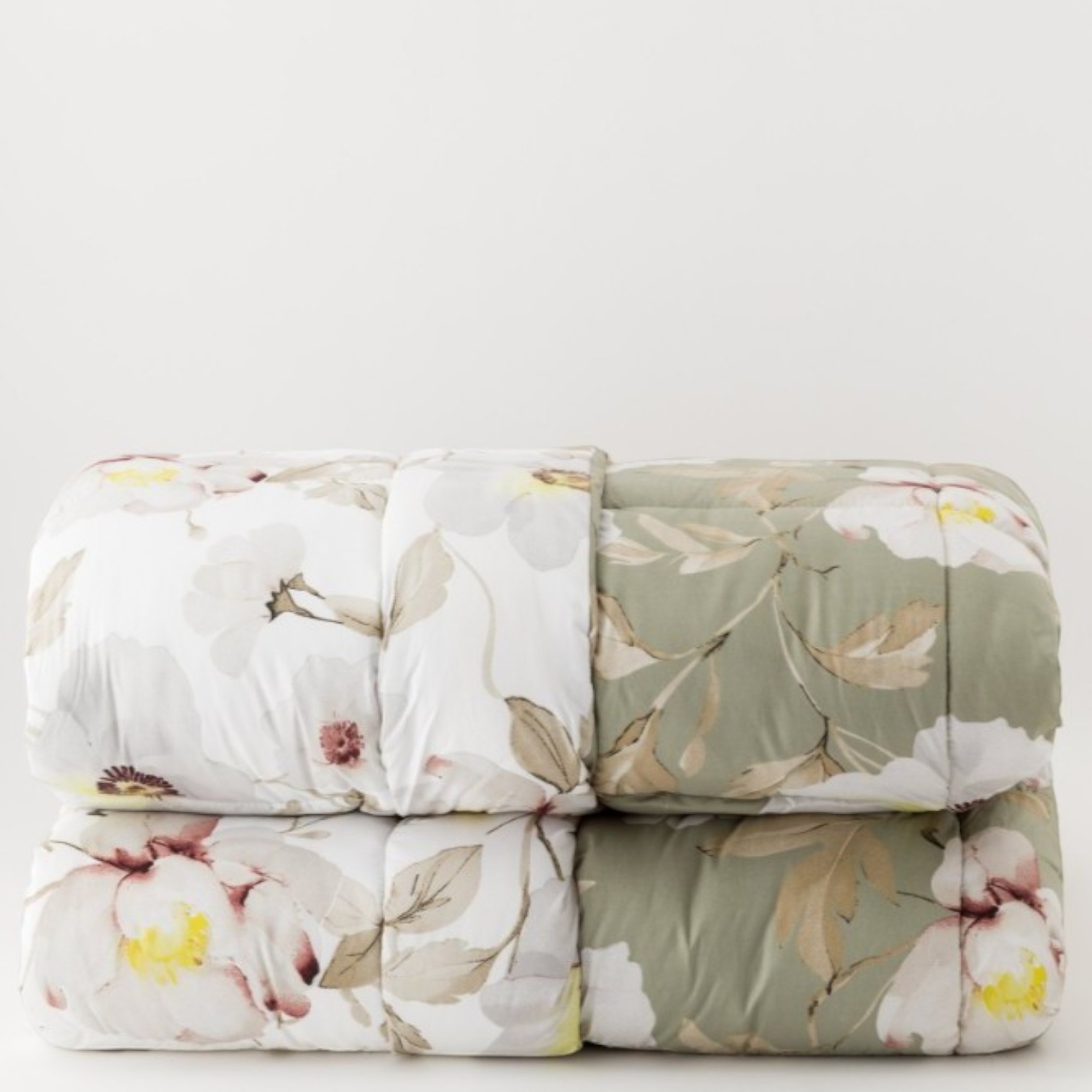 Trapunta matrimoniale Double face Cler - verde e bianca