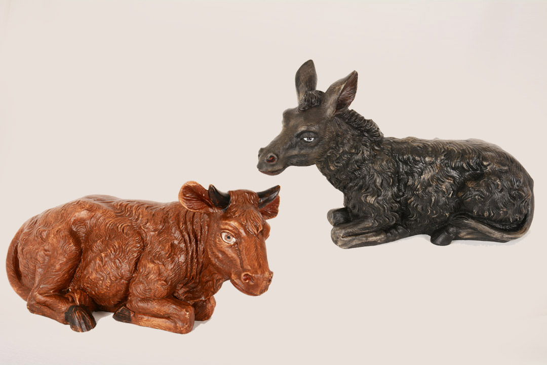 Coppia Asino e Bue per Presepe in Resina Colorata 30 cm