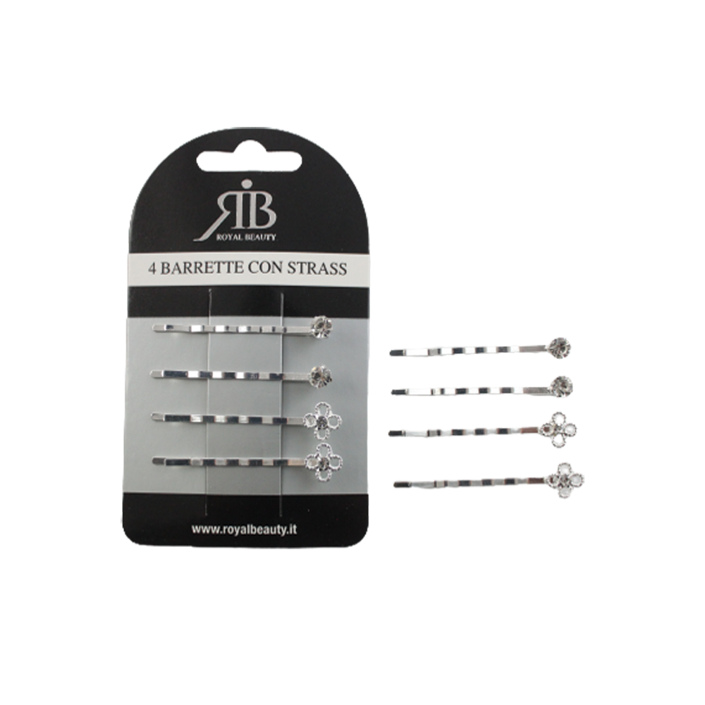 Set di 4 Barrette Strass per Capelli